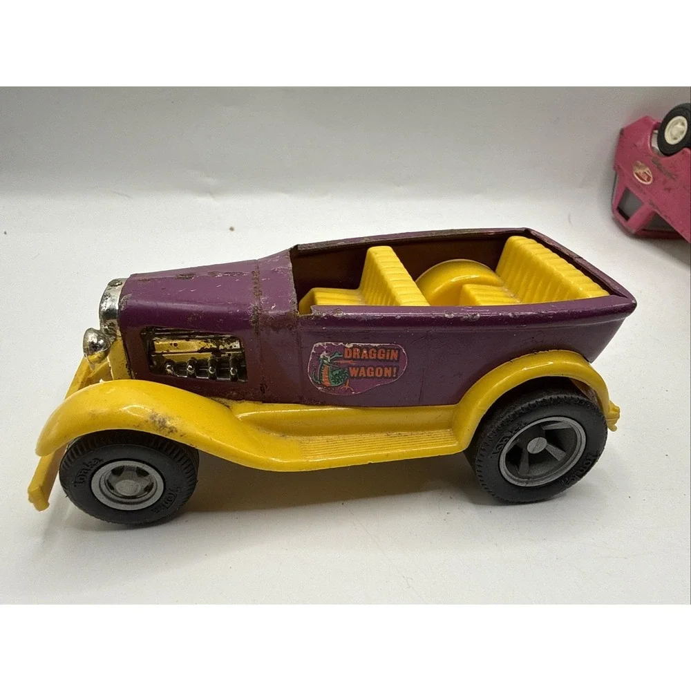 Vintage Lot of 5 Tonka Vehicles (car Carrier, Truck, Roadster, Tow Truck, Van)